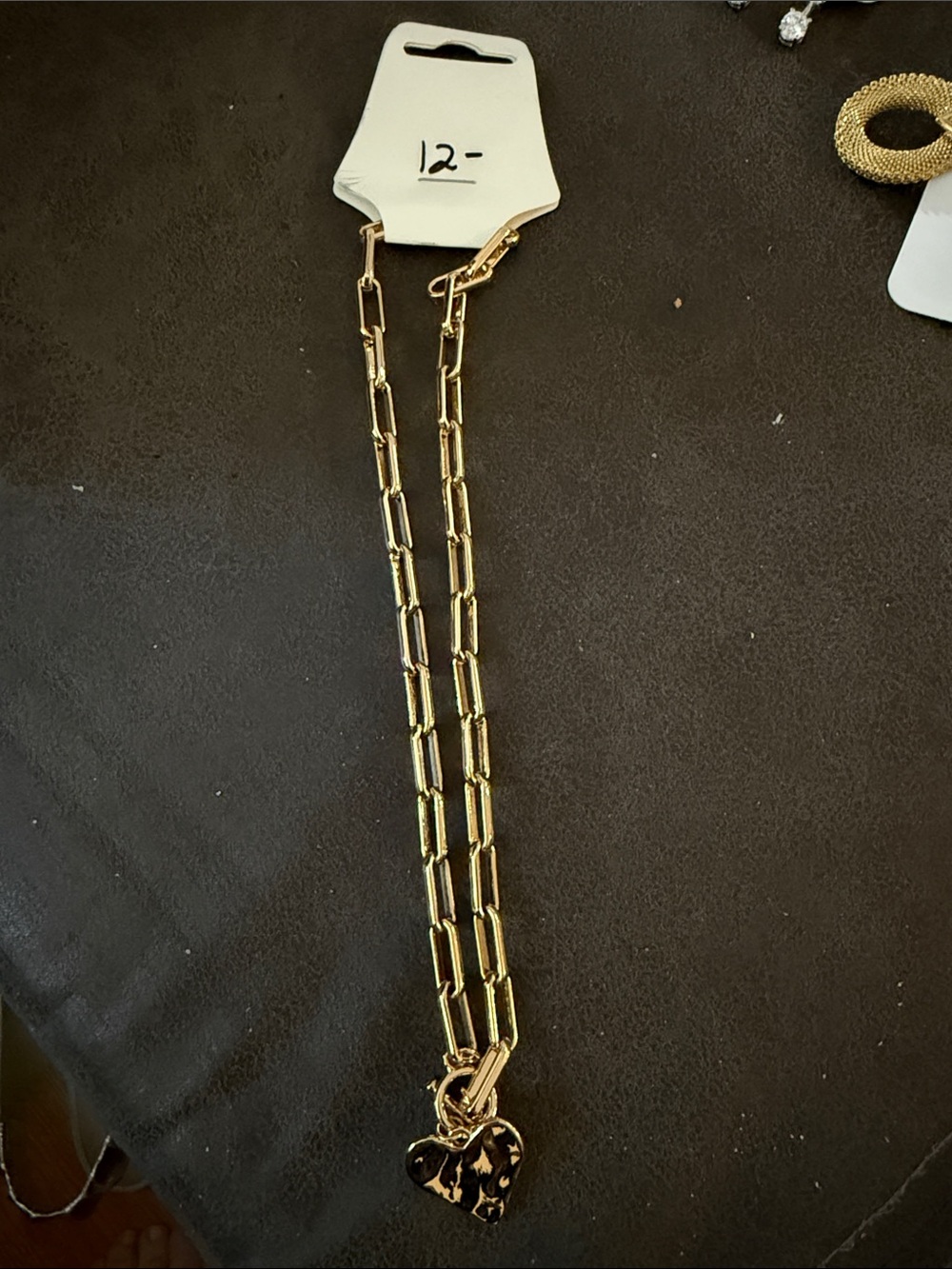 Gold Heart Charm Link Necklace - Women's Jewelry